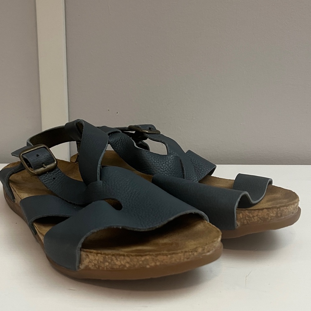 Women's Sandals in Grey/Blue leather - Picture 6 of 6